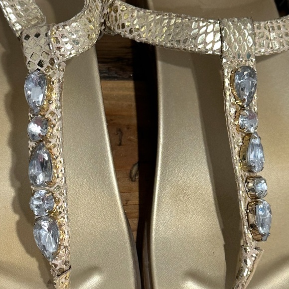 Vionic Gold Snake Print Sandals with Crystal Accents - Picture 8 of 13